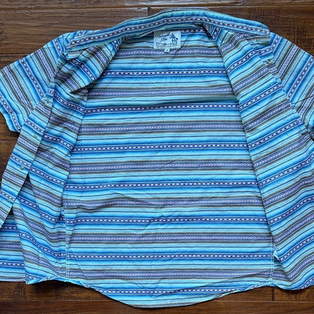 Pendleton Men's Multicolor Striped Button Down Shirt with Pearl snap buttons, M - Picture 5 of 7